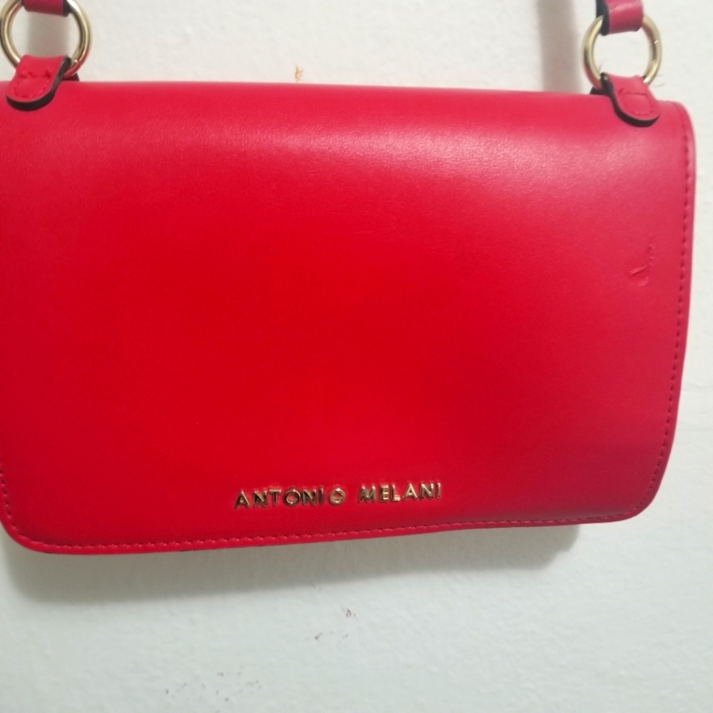 Antonio Melani leather red crossbody bag.